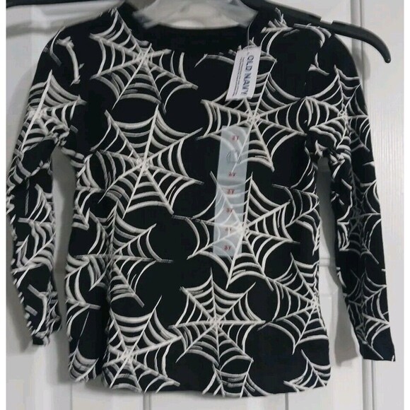 NWT Old Navy Kids Toddler Unisex LS Tee Size 4T Halloween Spiderweb Boys Girls - Picture 1 of 4